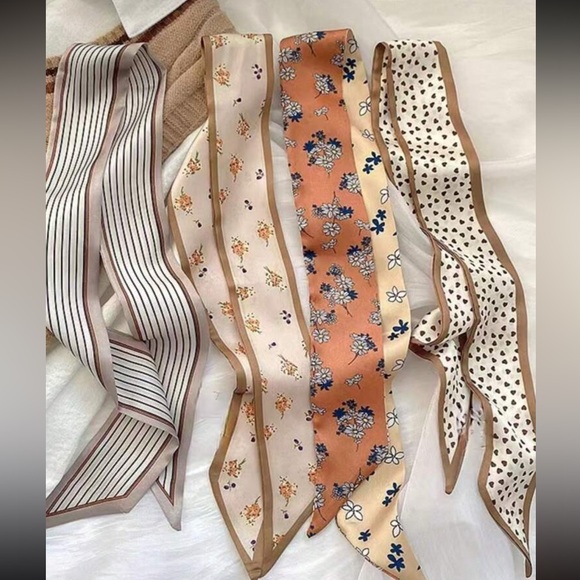 Set of 4 Detail Pattern Hair Scarves - Picture 2 of 3